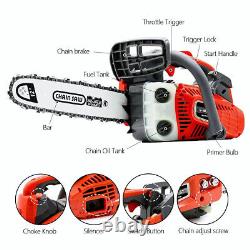 25.4CC Gas Chainsaw 12'' Top Handle Gasoline Powered Chain Saw 2-Stroke 1000W