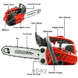 25.4cc Gas Top Handle Chainsaw Upgraded version 2-Stroke Engine Cut Wood 1000W