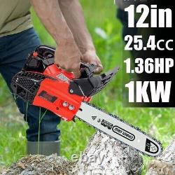 25.4cc Gas Top Handle Chainsaw Upgraded version 2-Stroke Engine Cut Wood 1000W