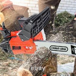 25.4cc Gas Top Handle Chainsaw Upgraded version 2-Stroke Engine Cut Wood 1000W