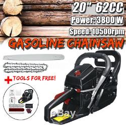 3800W 20'' 62CC Garden Chainsaw Kit Gasoline Powered Cutting Wood Gas Chain Saw