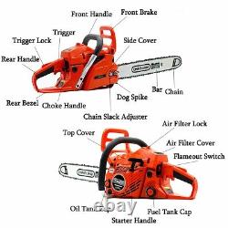 39.6CC 16 Gas Chainsaw Gasoline Powered Chain Saw Engine Wood Cutting 2-Cycle