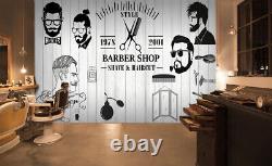 3D Wood W140 Hair Cut Barber Shop Wallpaper Wall Mural Self-adhesive Vera