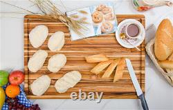 3pcs Extra Large Teak Wood Cutting Board with Juice Groove Chopping For Kitchen