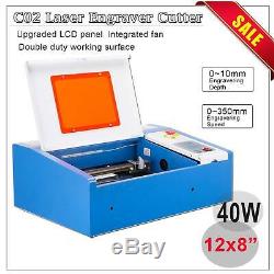 40W High Precision CO2 Laser Engraver Cutting Engraving Machine With USB Port Blue