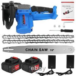 42V 16'' Electric Cordless Chainsaw Chain Saw Wood Cutting Tools With 2 Battery US