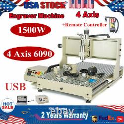4Axis CNC 6090 Router Engraver Metal Wood Carving Engraving VFD USB 1.5KWith2.2KW