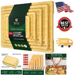 5-Piece Bamboo Wood Cutting Board Set with Deep Juice Groove for Kitchen Prep