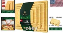 5-Piece Bamboo Wood Cutting Board Set with Deep Juice Groove for Kitchen Prep