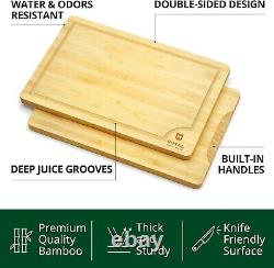 5-Piece Bamboo Wood Cutting Board Set with Deep Juice Groove for Kitchen Prep