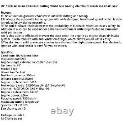52CC 20 Gasoline Chainsaw Powered Wood Cutting Engine Gas Crankcase Chain Saw 9