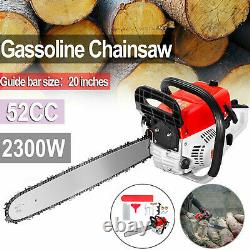 52cc 20 Bar Gas Powered Chainsaw Chain Saw Wood Cutting Crankcase Gasoline