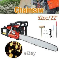 52cc 22 Bar Gas Powered Chain Saw 2 Cycle Tree Chainsaw Wood Cutting CDI Cutter
