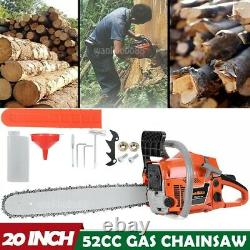 52cc Petrol Chain Saw Gas Powered 20 Bar Wood Cutting Aluminum Crankcase Saw US