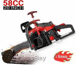 58CC 20 Inch Chainsaw 2 Stroke Gasoline Powered Handheld Chain Saw Cutting Wood