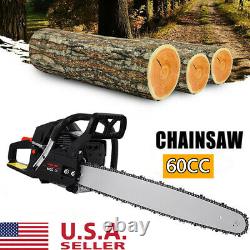 60CC Gasoline Chainsaw Powered Wood Cutting Engine Gas Crankcase Chain Saw 22