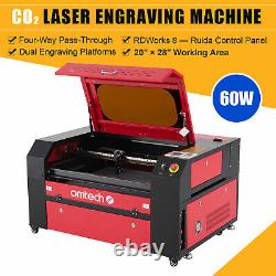 60W 20x28in CO2 Laser Engraving Cutting Marking Machine w Air Assist Ruida Panel