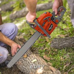 60cc Gas Powered Chainsaw with 22'' Guide Bar Saw Chain 2-Stroke Engine Cut Wood