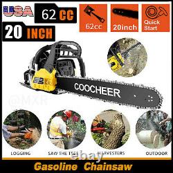 62CC Gas Chainsaw Gasoline 2-Stroke Powered Wood Cutting Chain Saws With20in Bar