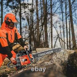 62cc Gas Chainsaw 20 Gasoline Powered Chain Saw 2-Stroke Wood Cutting with2Chains
