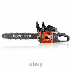 62cc Gas Chainsaw 20 Gasoline Powered Chain Saw 2-Stroke Wood Cutting with2Chains