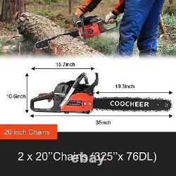 62cc Gas Powered Chainsaw 20'' Guide Bar Saw Chain 2-Stroke Engine Cut Wood NEW