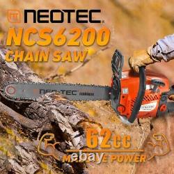 62cc Gas Powered Chainsaw with 20'' Guide Bar Saw Chain 2-Stroke Engine Cut Wood