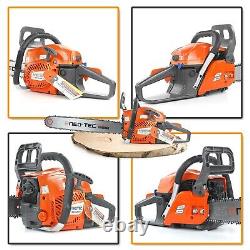 62cc Gas Powered Chainsaw with 20'' Guide Bar Saw Chain 2-Stroke Engine Cut Wood