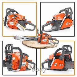 62cc Gas Powered Chainsaw with 20'' Guide Bar Saw Chain 2-Stroke Engine Cut Wood