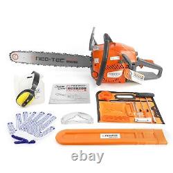 62cc Gas Powered Chainsaw with 20'' Guide Bar Saw Chain 2-Stroke Engine Cut Wood