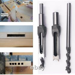 6Pcs Square Hole Drill Bit Woodworking Mortise Chisel Set Wood Hole Cutter Tool