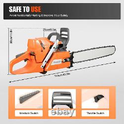 72cc Gas Powered Chainsaw with 24'' Guide Bar Chain Saw 2-Stroke Engine Cut Wood