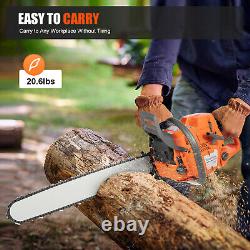 72cc Gas Powered Chainsaw with 24'' Guide Bar Chain Saw 2-Stroke Engine Cut Wood