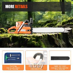 72cc Gas Powered Chainsaw with 24'' Guide Bar Chain Saw 2-Stroke Engine Cut Wood