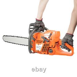 72cc Gas Powered Chainsaw with 24'' Guide Bar Chain Saw 2-Stroke Engine Cut Wood