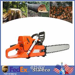 72cc Gas Powered Chainsaw with 24'' Guide Bar Saw Chain 2-Stroke Engine Cut Wood