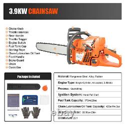 72cc Gas Powered Chainsaw with 24'' Guide Bar Saw Chain 2-Stroke Engine Cut Wood