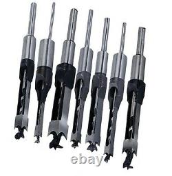 7Pcs Woodworking Square Hole Mortise Chisel Drill Bits with 3/4 Shank Wood Cut