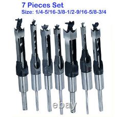 7Pcs Woodworking Square Hole Mortise Chisel Drill Bits with 3/4 Shank Wood Cut