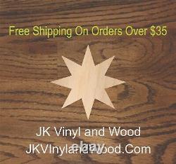 8 Pointed Star Shape, Any Size Wood Cutout, Art and Craft Supply, A351