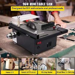 96W Hobby Mini Table Saw for Woodworking Angle Cutting Portable Saw Adjustable