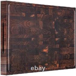 AZRHOM Extra Large Thick Walnut Wood End Grain Cutting Board 24x18x2 In, Wood