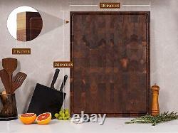 AZRHOM Extra Large Thick Walnut Wood End Grain Cutting Board 24x18x2 In, Wood