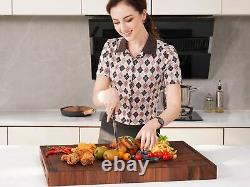 AZRHOM Extra Large Thick Walnut Wood End Grain Cutting Board 24x18x2 In, Wood