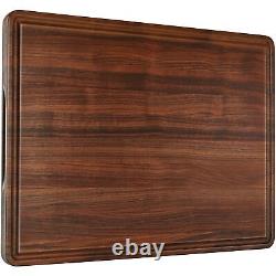 AZRHOM XXL Large Walnut Wood Cutting Board for Kitchen 24x18 Gift Box with Ju