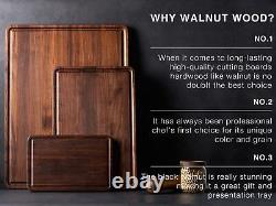 AZRHOM XXL Large Walnut Wood Cutting Board for Kitchen 24x18 Gift Box with Ju