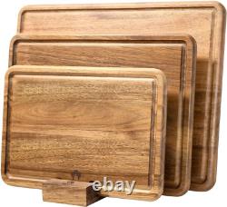 Acacia Wood Cutting Board Set of 3 for Kitchen, Thick Chopping Board, Large Wood