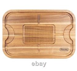 Acacia Wood Cutting Board with 3-Piece German Steel Carving Set