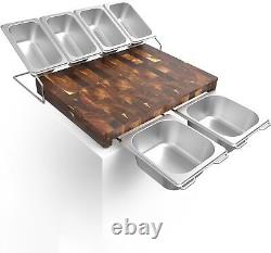 Acacia Wood Cutting Board with Containers Prepdeck meal prep station, NEW