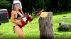 Amazing Extreme Wood Girl Chainsaw Machine Cutting Best Firewood Processor In The World